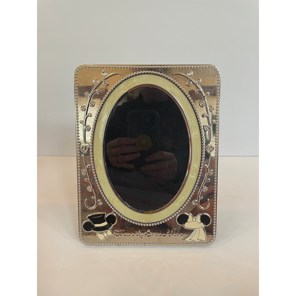 Disney Mickey Minnie Mouse Happily Ever After Wedding Picture Frame Silver‎ 7x9